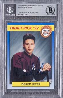 1992 Front Row Draft Picks #55 Derek Jeter Signed Rookie Card - BGS Authenticated